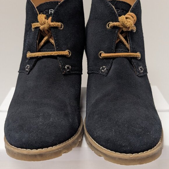 Sperry Top-Sider Stella Prow Suede Ankle Booties in Black & Tan - Size 8M - Picture 8 of 16